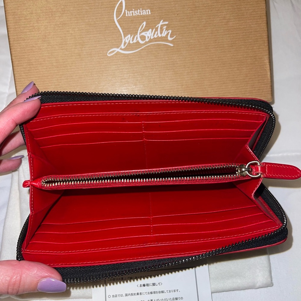 Christian Louboutin Black Studded Panettone Zip-Around Wallet - Picture 5 of 8